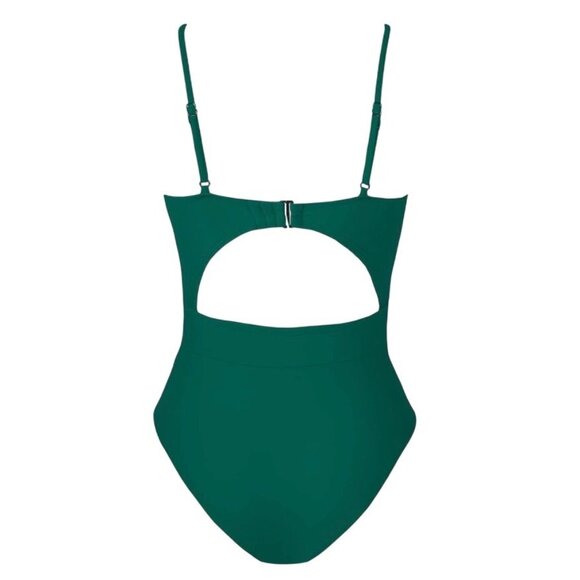 Cupshe Womens Green One-Piece Swimsuit M Crisscross Cutout High-Waist NWT Cheeky - Picture 4 of 7